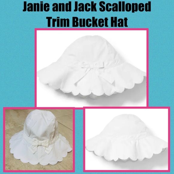 Janie and Jack Scalloped Trim Bucket Hat - Picture 1 of 11